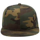 Otto Camouflage 6 Panel Mid Pro, Mesh Back Trucker Snapback Hat, Camo Flat Bill Cap - 153-1120