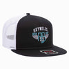 Otto 5 Panel Mid Profile Mesh Back Trucker Snapback Hat, Cotton Flat Bill Cap - 154-1124