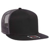 Otto 5 Panel Mid Profile Mesh Back Trucker Snapback Hat, Cotton Flat Bill Cap - 154-1124