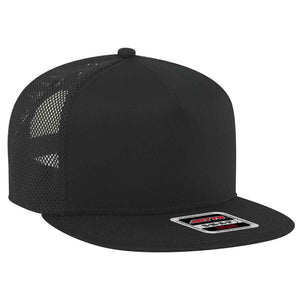 Otto 5 Panel Mid Pro Mesh Back Trucker Snapback Hat, Flat Bill Cap - 164-1209 - 