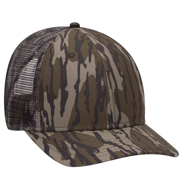 Otto Mossy Oak Camouflage, 6 Panel Low Pro, Mesh Back Baseball Cap, Camo Trucker Hat - 171-1292