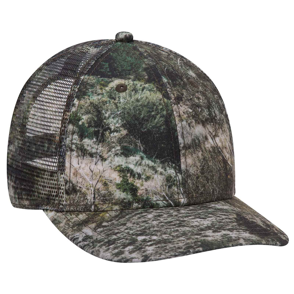 Otto Mossy Oak Camouflage, 6 Panel Low Pro, Mesh Back Baseball Cap, Camo Trucker Hat - 171-1292, Mountain Country Range