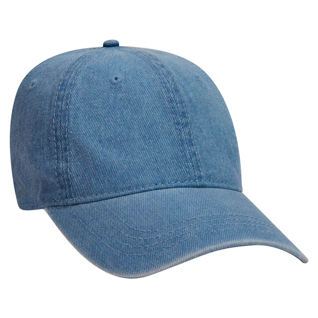 Otto 6 Panel Low Profile Dad Hat, Garment Washed Pigment Dyed Denim - – The  Park Wholesale