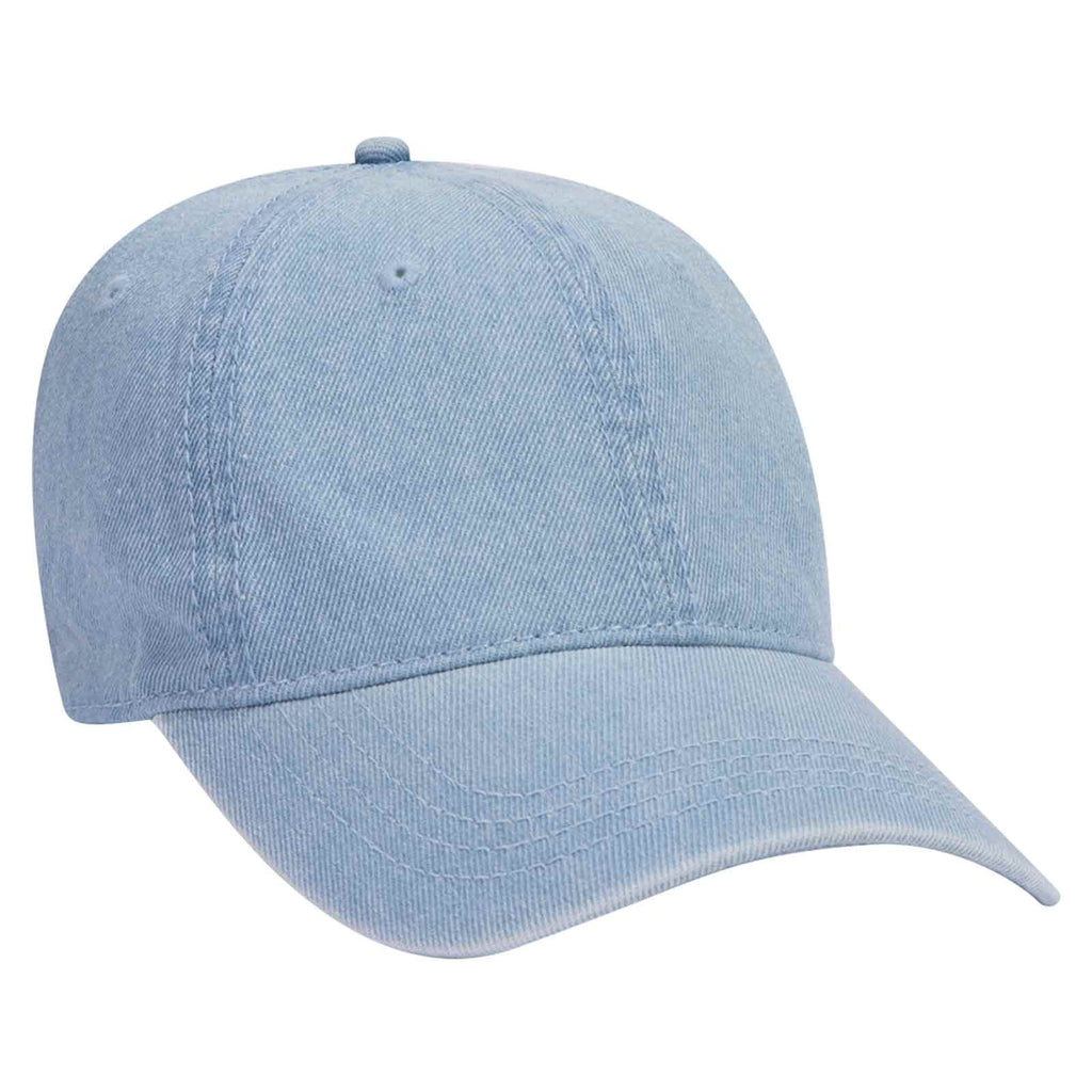 Otto 6 Panel Low Profile Dad Hat, Garment Washed Pigment Dyed Denim - – The  Park Wholesale