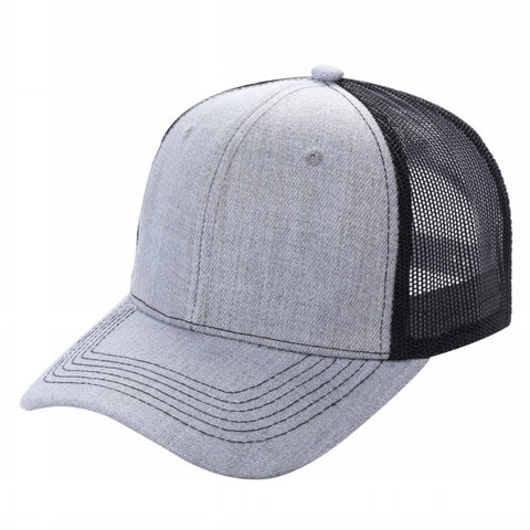 Unbranded 6-Panel Curve Trucker Hat, Blank Mesh Back Cap, H.Grey/Black