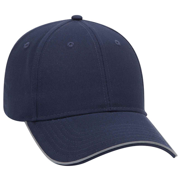 Otto Reflective 6 Panel Low Pro Baseball Cap, Cotton Twill Hat w/ Reflective Piping Design - 19-1261