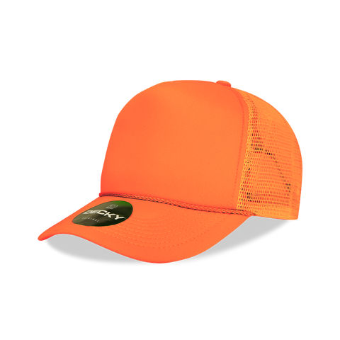 Decky 221 - Neon Foam Trucker Cap, 5-Panel Mesh Back Hat
