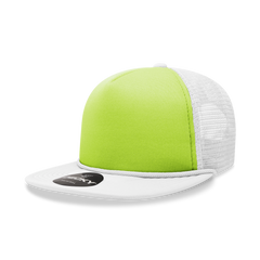 Decky 222 Neon Flat Bill Trucker Cap, 5-Panel Foam Hat - 