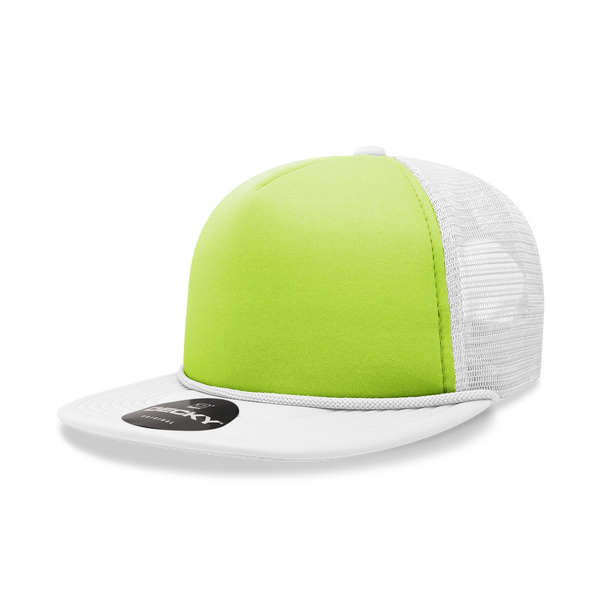 Decky 222 Neon Flat Bill Trucker Cap, 5-Panel Foam Hat