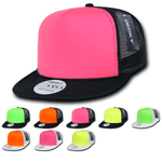 Decky 222 Neon Flat Bill Trucker Cap, 5-Panel Foam Hat