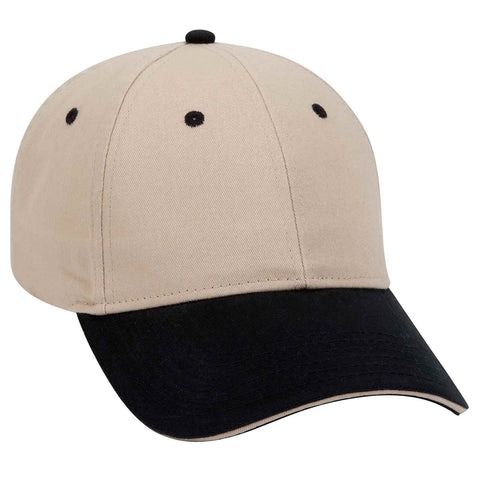 Otto 6 Panel Low Profile Baseball Cap, Brushed Cotton Twill Sandwich Visor Hat - 23-430