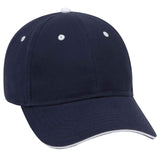 Otto 6 Panel Low Profile Baseball Cap, Brushed Cotton Twill Sandwich Visor Hat - 23-430