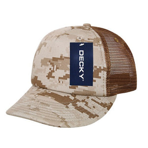 Decky 253 - Camo Foam Trucker Hat, 5 Panel Camouflage Trucker Cap - CASE Pricing - 