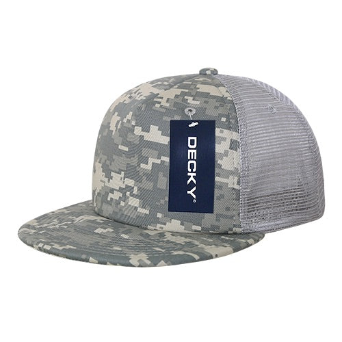Decky 254 Panel Camo Foam Trucker Hat, Flat Bill Camouflage