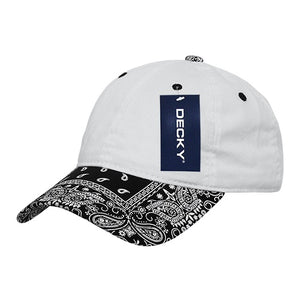 Decky 256 - 6 Panel Low Profile Relaxed Bandanna Bill Dad Hat, Paisley Cap - 