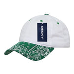 Decky 256 - 6 Panel Low Profile Relaxed Bandanna Bill Dad Hat, Paisley Cap - Picture 7 of 11