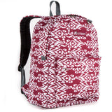 Everest Backpack Book Bag - Back to School Classic in Fun Prints & Patterns Burgundy/White Ikat