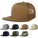 Decky 3021 - 5-Panel Ripstop Trucker Hat, Flat Bill Snapback Cap