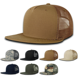 Decky 3021 - 5-Panel Ripstop Trucker Hat, Flat Bill Snapback Cap