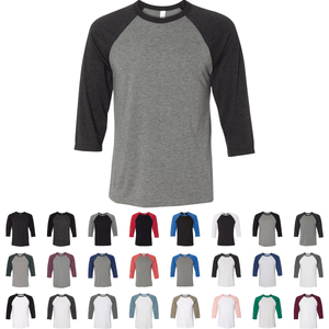 Bella + Canvas 3200 - Unisex Three-Quarter Sleeve Baseball Tee, T-Shirt - 