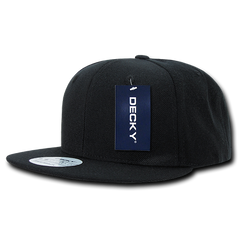 Decky 350 - Blank Snapback Hat, 6 Panel Flat Bill Cap - 