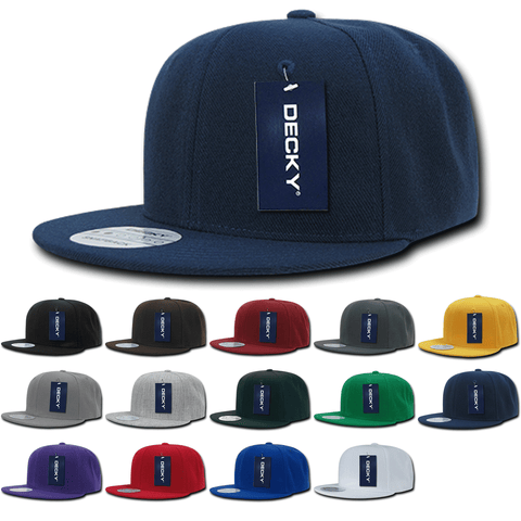 Lot of 6 Decky Snapback Hats Flat Bill Caps Bulk