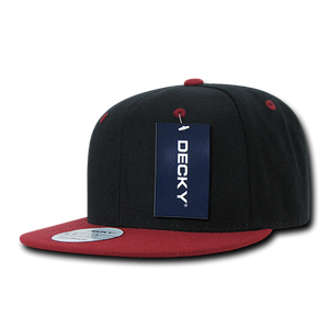 Decky 351 - Blank 2-Tone Snapback Hat, 6 Panel Flat Bill Cap - 