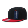 Decky 351 - Blank 2-Tone Snapback Hat, 6 Panel Flat Bill Cap