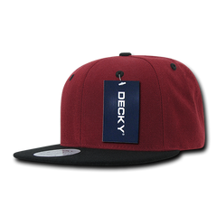 Decky 351 - Blank 2-Tone Snapback Hat, 6 Panel Flat Bill Cap - 