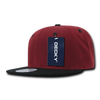 Decky 351 - Blank 2-Tone Snapback Hat, 6 Panel Flat Bill Cap