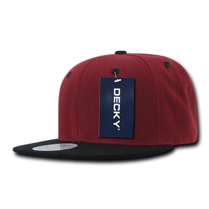 Decky 351 - Blank 2-Tone Snapback Hat, 6 Panel Flat Bill Cap - CASE Pricing - 