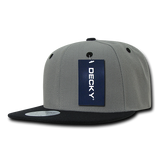 Decky 351 - Blank 2-Tone Snapback Hat, 6 Panel Flat Bill Cap - CASE Pricing