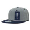 Decky 351 - Blank 2-Tone Snapback Hat, 6 Panel Flat Bill Cap