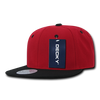 Decky 351 - Blank 2-Tone Snapback Hat, 6 Panel Flat Bill Cap