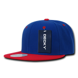 Decky 351 - Blank 2-Tone Snapback Hat, 6 Panel Flat Bill Cap