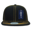 Decky 358 Contrast Stitch Snapback Hat, 6 Panel Contra-Stitch Flat Bill Cap