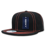 Decky 358 - Contrast Stitch Snapback Hat, 6 Panel Contra-Stitch Flat Bill Cap - CASE Pricing - Picture 10 of 13