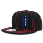 Decky 358 - Contrast Stitch Snapback Hat, 6 Panel Contra-Stitch Flat Bill Cap - CASE Pricing - Picture 11 of 13