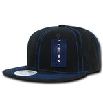 Decky 358 - Contrast Stitch Snapback Hat, 6 Panel Contra-Stitch Flat Bill Cap - CASE Pricing