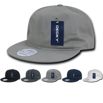 Decky 370 - Relaxed Snapback Hat, 6 Panel Cotton Flat Bill Cap