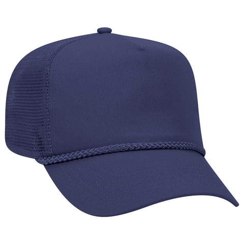 Otto 5 Panel Mid Pro Mesh Back Trucker Hat, Cotton Blend Twill Rope Cap - 39-071