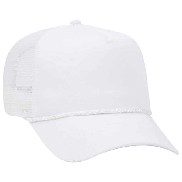 Otto 5 Panel Mid Pro Mesh Back Trucker Hat, Cotton Blend Twill Rope Cap - 39-071
