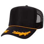 Otto 5-Panel High Crown Foam Trucker Hat - Black/Gold with Oak Leaves - 39-162 - Picture 5 of 7
