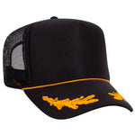 Otto 5-Panel High Crown Foam Trucker Hat - Black/Gold with Oak Leaves - 39-162 - Picture 1 of 7