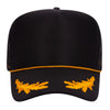 Otto 39-162 5-Panel High Crown Foam Trucker Hat - Black/Gold with Oak Leaves