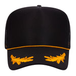 Otto 5-Panel High Crown Foam Trucker Hat - Black/Gold with Oak Leaves - 39-162 - Picture 7 of 7