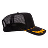 Otto 39-162 5-Panel High Crown Foam Trucker Hat - Black/Gold with Oak Leaves