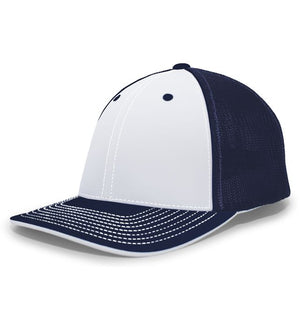 Pacific Headwear 404M Trucker Pacflex Cap - Black/Graphite Mesh Back, Mid-Profile