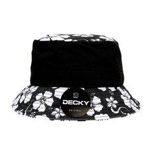 Decky 457 - Relaxed Floral Brim Bucket Hat - 