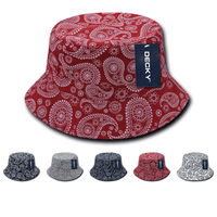 Lot of 6 Decky Paisley Bucket Hats Fisherman Hats Bulk, Bandana Pattern